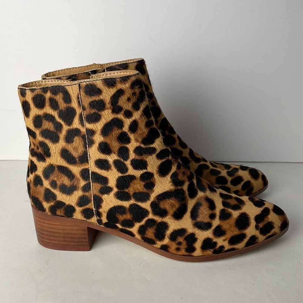 J Crew Walker Leopard Calf Hair Ankle Boots 6.5 - Picture 3 of 9